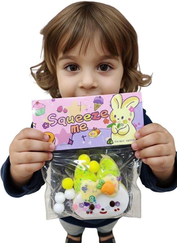 Premium Cute Bunny Squishy Toy with Bow and Beads – Soft Kawaii Stress Relief Figure for Kids - Image 3